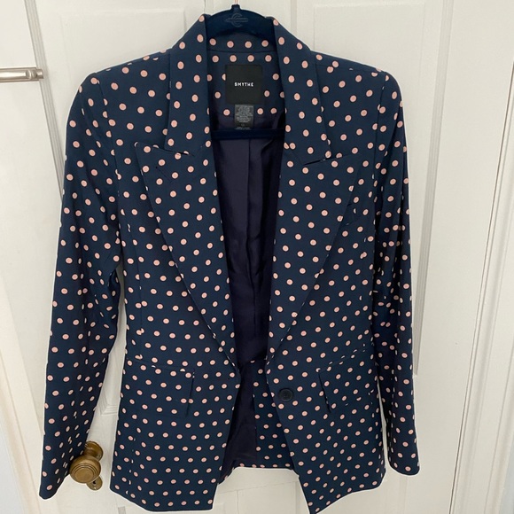 Smythe Jackets & Blazers - Smythe Navy Blazer with Pink Polka Dots